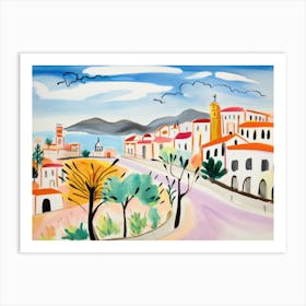 Ancona Italy Cute Watercolour Illustration 2 Art Print