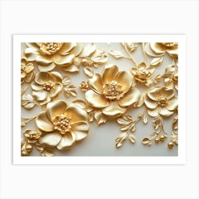 Gold Flowers 39 Art Print