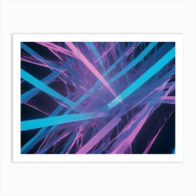 Abstract Composition Of Glowing Pink And Blue Lines Intersecting And Creating A Dynamic, Energetic Pattern Art Print