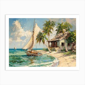 Sailboat On The Beach 10 Art Print