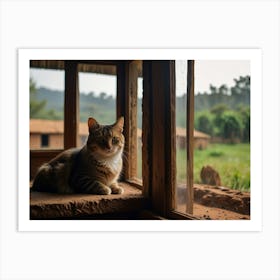 Cat In A Window 1 Art Print