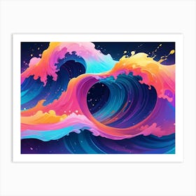 Abstract Waves Of Vibrant Colors Swirling And Crashing Together Art Print