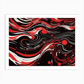 Abstract Painting Red and Black and White Psychedelic Art Print