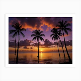 Sunset With Palm Trees 4 Art Print