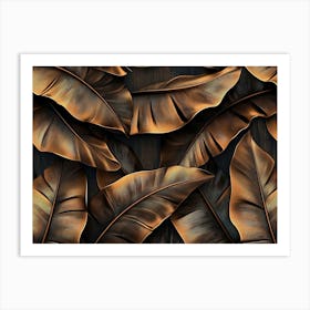 Grunge Bronze Banana Leaves Art Print