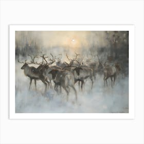 Reindeer In The Snow Art Print