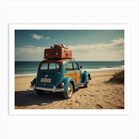 Vintage Car On The Beach 1 Art Print