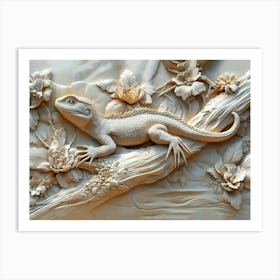 Lizard Carving Poster