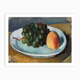 Grapes And Peach On A Plate, Paul Cézanne Art Print