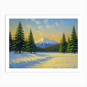 Winter's Embrace Snowy Mountain Art Print