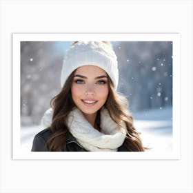 Beautiful Woman In Winter 2 Art Print