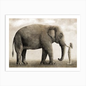 One Amazing Elephant Sepia Art Print