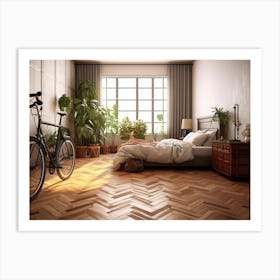 Bedroom With A Bicycle Art Print