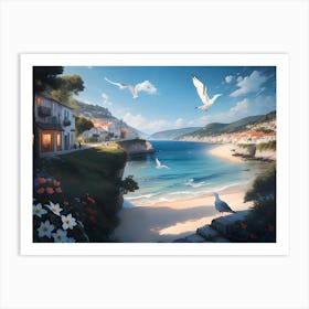 Mediterranean Coast Painting #1 Art Print