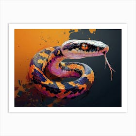 Snake On A Black Background Art Print