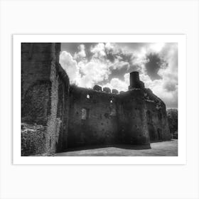 Castle Ruins In Black And White Art Print