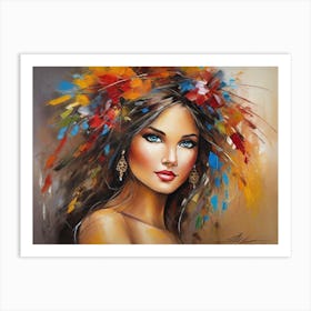 Woman With Flowers In Her Hair Art Print