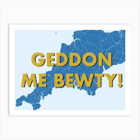 Geddon Me Bewty Cornwall Blue Map Art Print