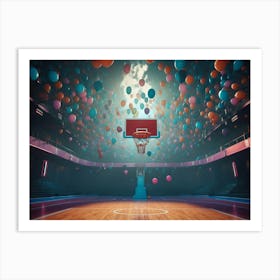 Basketball Court With Balloons Art Print