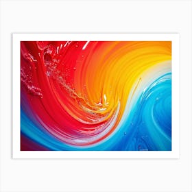 Gorgeous Cascade Of Vibrant Colors Red Yellow Blue And Orange Swirling And Flowing Rhythmical Art Print