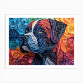 Mastiff Paper Quilling Dog Portrait II Art Print