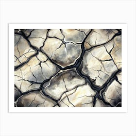 Watercolor Painting Of Cracked Earth Art Print