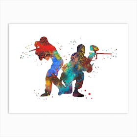 Paintball Player Watercolor Art Print