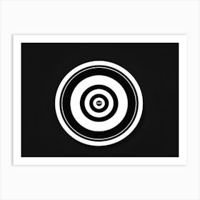 A White Logotype Centered On A Black Dartboard Depicting A Game Of Bullseye Symbolizing Achievement (6) Art Print