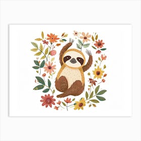 Little Floral Sloth 3 Art Print