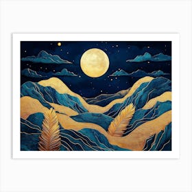 Moonlight Over Mountains Art Print