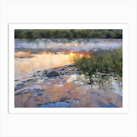 Sunset On The River Art Print