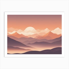 Misty mountains horizontal background in orange tone 167 Art Print
