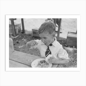 Youngster Eating Dinner At All Day Community Sing, Pie Town, New Mexico By Russell Lee Art Print