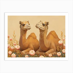 Floral Animal Illustration Camel 2 Art Print