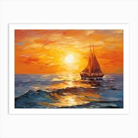 Sailboat At Sunset 7 Art Print