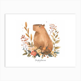 Little Floral Capybara 1 Poster Art Print