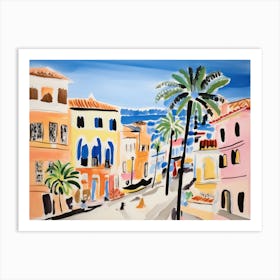 Cagliari Italy Cute Watercolour Illustration 1 Art Print