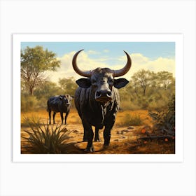 African Buffalo Herd Realism 4 Art Print