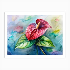 10 Tropical Anthurium With Glossy Red Leaves (1) Art Print