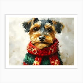 Airedale In Christmas Sweater 10 Art Print