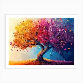 Elegant Colorful Tree With Colorful Leaves 5 Poster