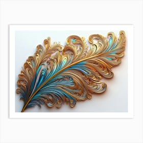 Colorful Golden Peacock Feather Art Print