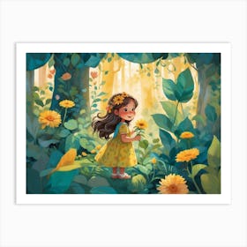 Little Girl In The Forest Art Print