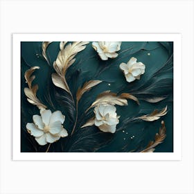 Gold And White Flowers 20 Art Print