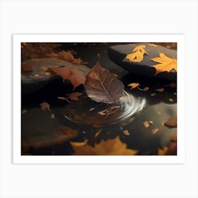 Fallen Leaves And Stream Art Print