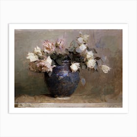 Antique Roses In A Vase 1 Art Print