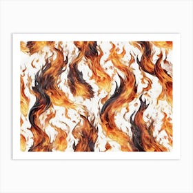 Flames On A White Background Art Print