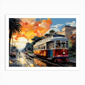 Streetcar At Sunset Art Print