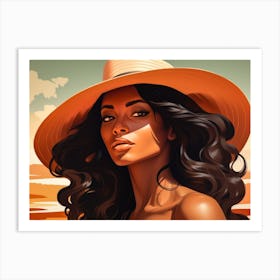 Illustration of an African American woman at the beach 66 Art Print