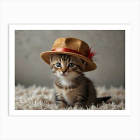 Kitten In A Hat 1 Art Print